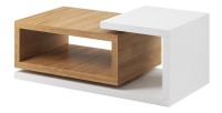 Table basse design collection BERGAME. Coloris chêne et blanc. Style design
