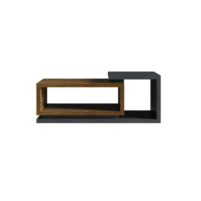 Table basse design collection BERGAME. Coloris gris et chêne foncé. Style design