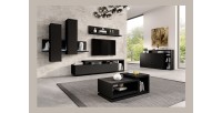Étagère murale design 150cm Coloris noir super mat. Collection BERGAME.