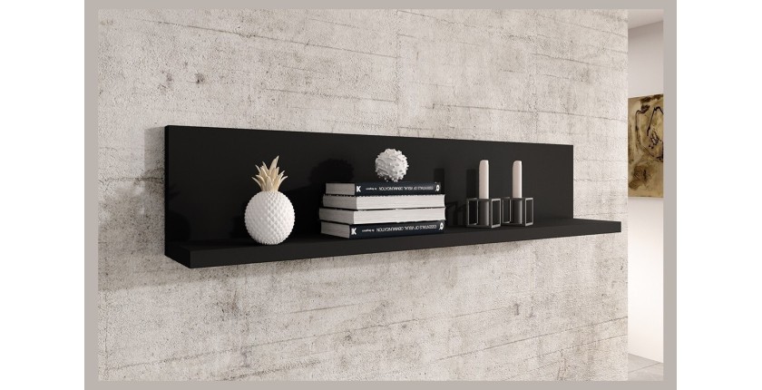 Étagère murale design 150cm Coloris noir super mat. Collection BERGAME.