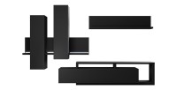 Ensemble meubles de salon avec LED collection BERGAME. Coloris noir super mat.