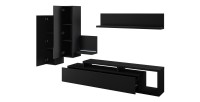Ensemble meubles de salon avec LED collection BERGAME. Coloris noir super mat.