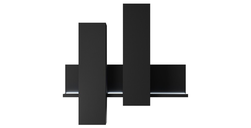 Composition murale avec LED. Coloris noir super mat. Collection BERGAME.