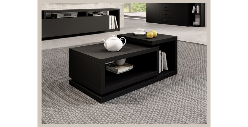 Table basse design collection BERGAME. Coloris noir super mat Style design