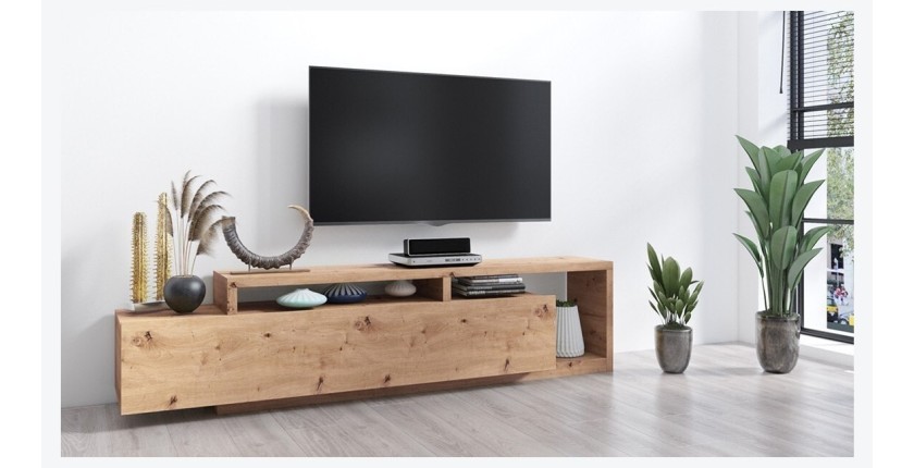 Meuble TV 220cm collection BERGAME. Coloris chêne.
