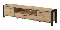 Meuble TV XL 210cm collection BOWIE. Couleur chêne et noir. 2 portes et 1 tiroir.