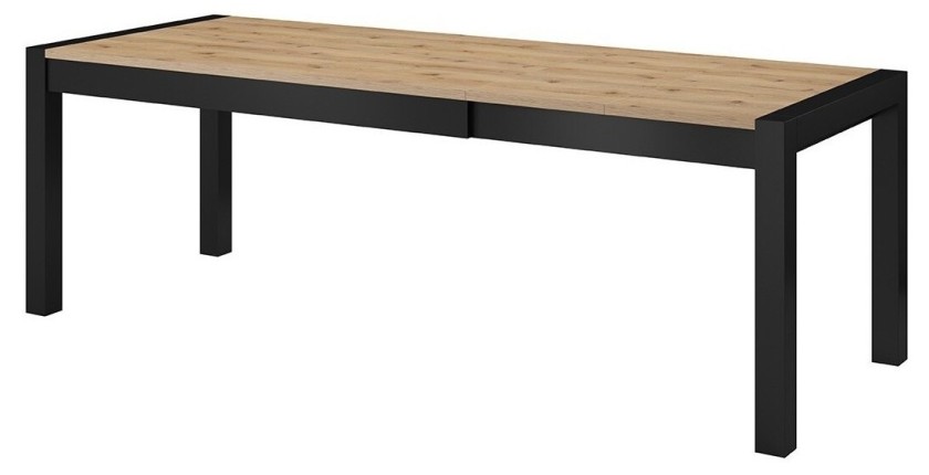 Table extensible 10 personnes pour salle à manger collection BOWIE coloris chêne et noir.