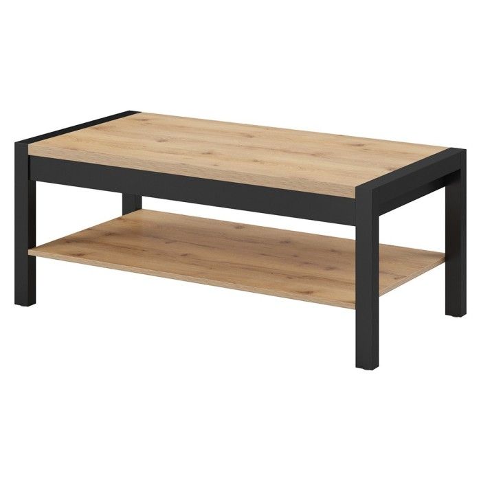Ensemble de 6 meubles de salon collection BOWIE. Couleur chêne et noir.