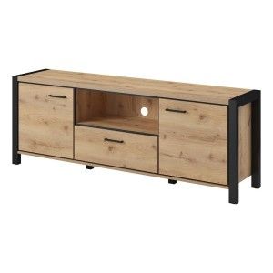 Ensemble de 6 meubles de salon collection BOWIE. Couleur chêne et noir.