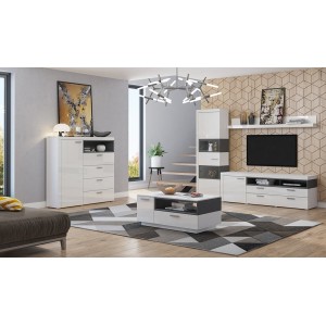 Étagère murale XL design 190cm Coloris blanc brillant. Collection BONO.