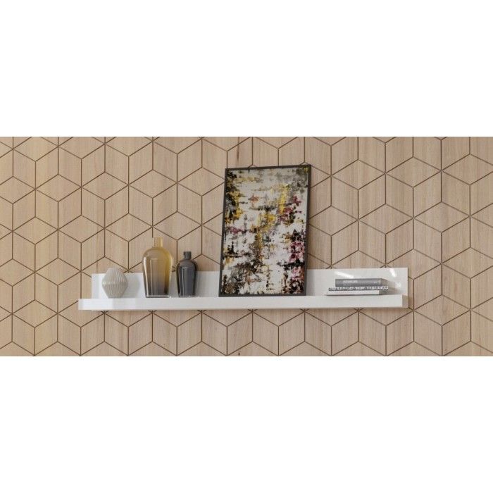 Étagère murale XL design 190cm Coloris blanc brillant. Collection BONO.