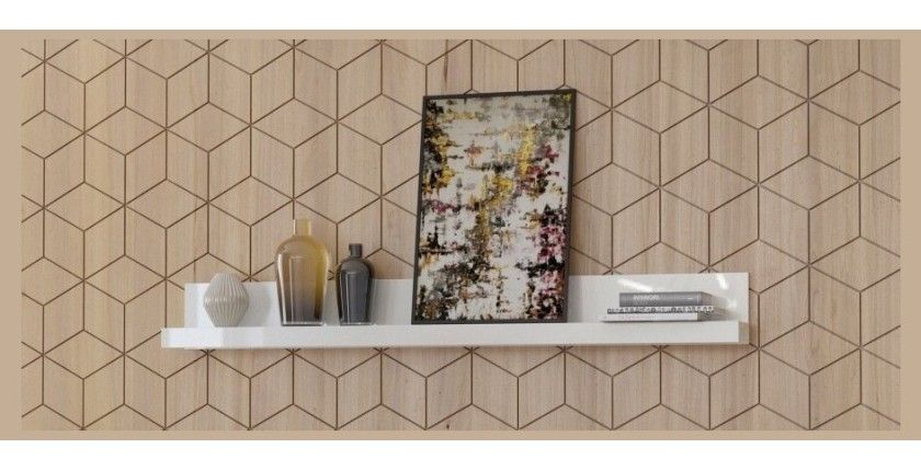 Étagère murale XL design 190cm Coloris blanc brillant. Collection BONO.