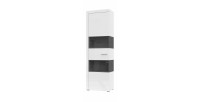 Vitrine 1 porte partiellement vitrée collection BONO. Couleur blanc et gris.