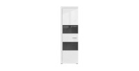 Vitrine 1 porte partiellement vitrée collection BONO. Couleur blanc et gris.