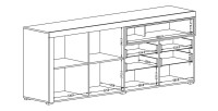 Buffet 220cm collection BONO 3 portes et 2 tiroirs. Couleur blanc et gris anthracite