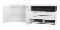 Buffet 220cm collection BONO 3 portes et 2 tiroirs. Couleur blanc et gris anthracite