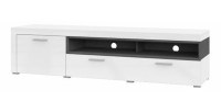 Meuble TV XL 190cm collection BONO. Couleur blanc et gris. 2 portes et 2 niches.