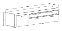 Meuble TV XL 190cm collection BONO. Couleur blanc et gris. 2 portes et 2 niches.
