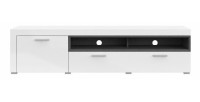Meuble TV XL 190cm collection BONO. Couleur blanc et gris. 2 portes et 2 niches.