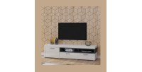 Meuble TV XL 190cm collection BONO. Couleur blanc et gris. 2 portes et 2 niches.