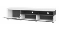 Meuble TV XL 190cm collection BONO. Couleur blanc et gris. 2 portes et 2 niches.