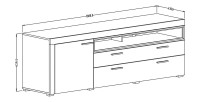 Meuble TV XL 190cm collection BONO. Couleur blanc et gris. 2 portes et 1 tiroir.