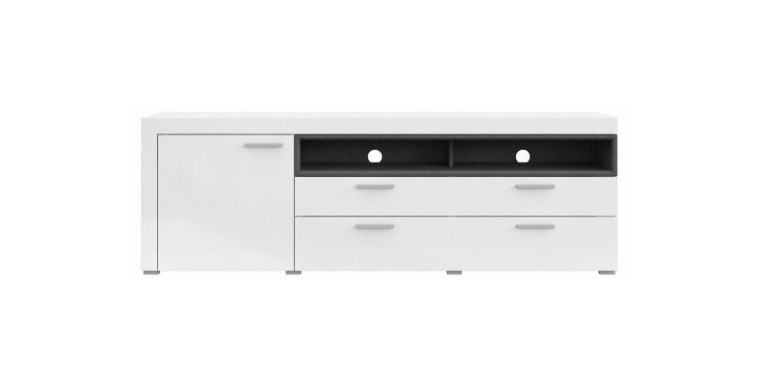 Meuble TV XL 190cm collection BONO. Couleur blanc et gris. 2 portes et 1 tiroir.