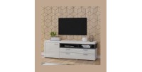Meuble TV XL 190cm collection BONO. Couleur blanc et gris. 2 portes et 1 tiroir.