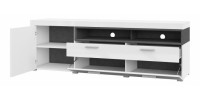 Meuble TV XL 190cm collection BONO. Couleur blanc et gris. 2 portes et 1 tiroir.