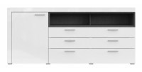 Buffet 190cm collection BONO 2 porte, 2 tiroirs et 2 niches. Couleur blanc et gris