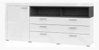 Buffet 190cm collection BONO 2 porte, 2 tiroirs et 2 niches. Couleur blanc et gris