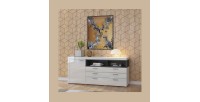 Buffet 190cm collection BONO 2 porte, 2 tiroirs et 2 niches. Couleur blanc et gris