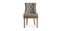 Chaise capitonnée en tissu pour salle à manger coloris taupe. Collection COSY