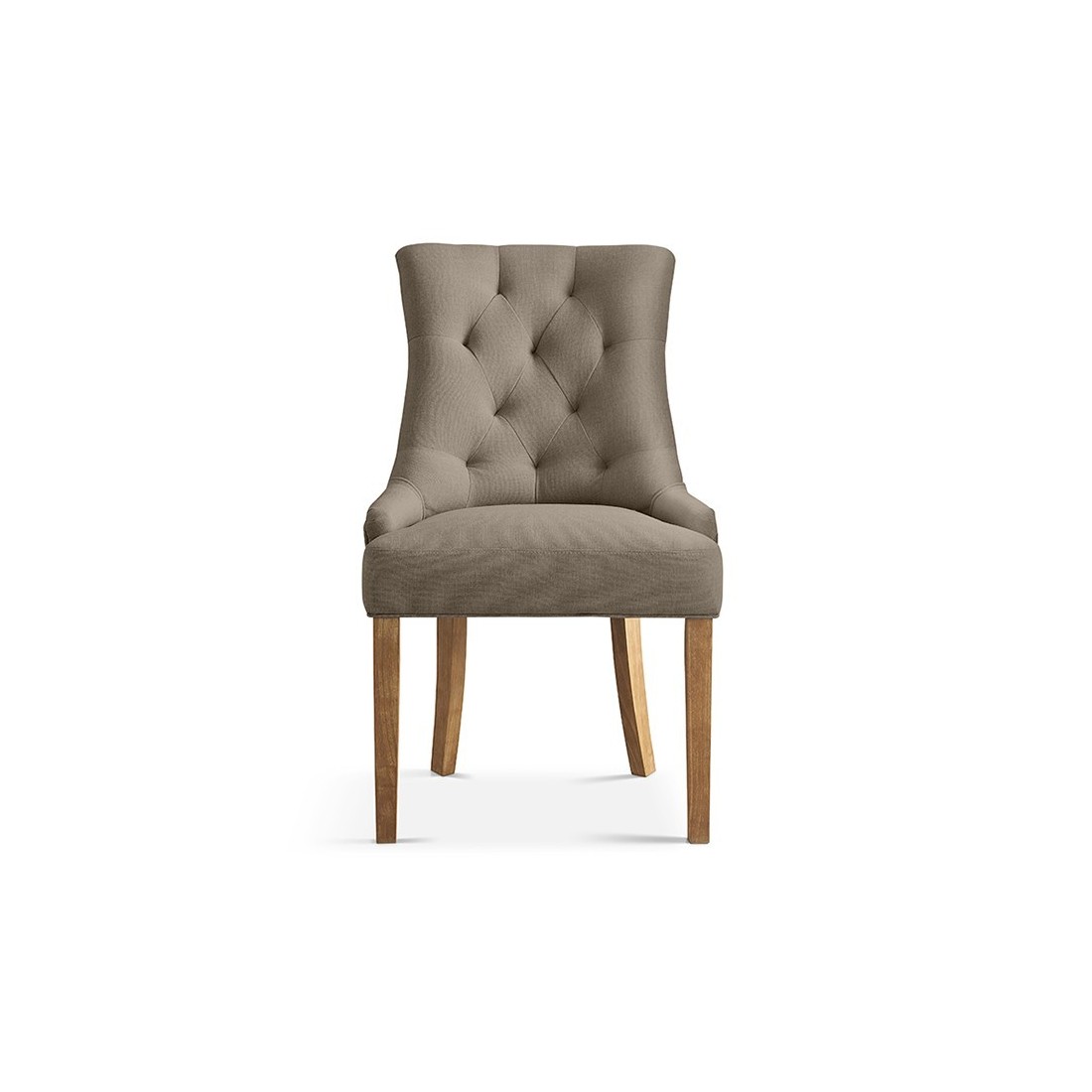 Chaise capitonnée en tissu pour salle à manger coloris taupe. Collection COSY