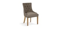 Chaise capitonnée en tissu pour salle à manger coloris taupe. Collection COSY