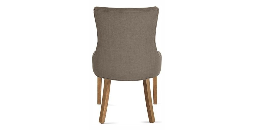 Chaise capitonnée en tissu pour salle à manger coloris taupe. Collection COSY