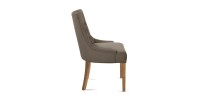 Chaise capitonnée en tissu pour salle à manger coloris taupe. Collection COSY