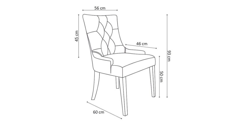 Chaise capitonnée en tissu pour salle à manger coloris taupe. Collection COSY