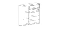 Buffet haut collection BONO avec 1 porte, 4 tiroirs et 1 niche. Couleur blanc et gris.