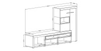 Meuble TV avec vitrine intégrée collection BONO. Couleur chêne et gris anthracite. 4 portes