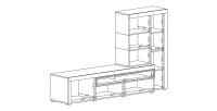 Meuble TV avec vitrine intégrée collection BONO. Couleur chêne et gris anthracite. 4 portes