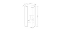 Vitrine collection KILES coloris gris anthracite et chêne. Modèle vitrine à droite. LED intégrée