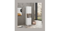 Vitrine 1 porte partiellement vitrée collection EVA. Couleur blanc et chêne.