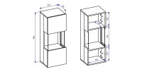 Petite vitrine suspendue 1 porte partiellement vitrée collection EVA. Couleur blanc et chêne.