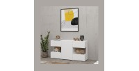 Buffet 120cm collection EVA 3 portes. Couleur blanc et chêne.