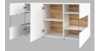 Buffet 120cm collection EVA 3 portes. Couleur blanc et chêne.
