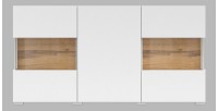 Buffet 120cm collection EVA 3 portes. Couleur blanc et chêne.