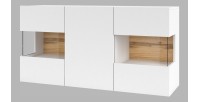 Buffet 120cm collection EVA 3 portes. Couleur blanc et chêne.