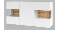 Buffet 120cm collection EVA 3 portes. Couleur blanc et chêne.