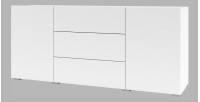 Buffet 140cm collection EVA 2 portes et 3 tiroirs. Couleur blanc et chêne.